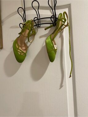 Donna Karan Lime Green Lace-Up Heels